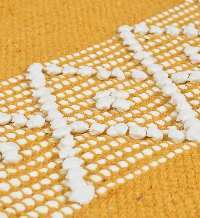 Image of Handwoven Designer Organic Cotton Table Runner for 6 Seater Dining Table |Center Table | Patio Table |Coffee Table (14*72 INCHES)|Yellow D| TRBL 020