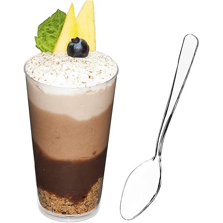 DLux 100 Disposable Shooter Cups for Mini Dessert | Includes Spoons |...