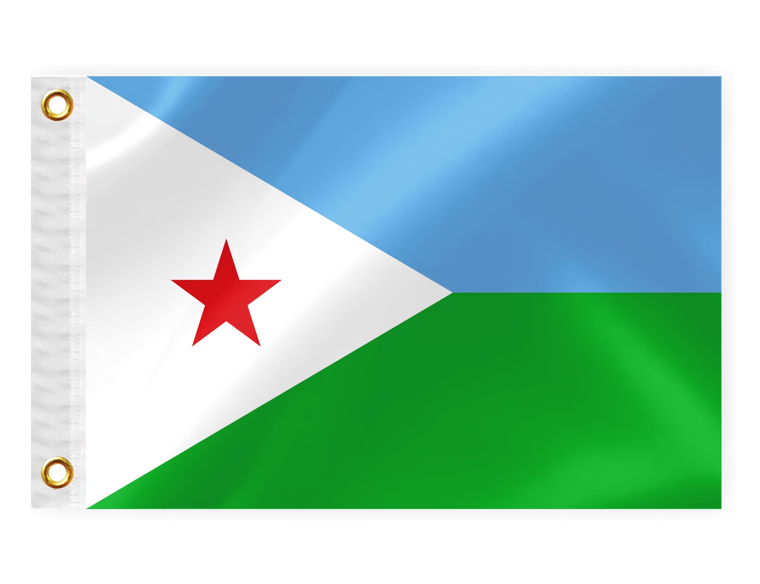 Djibouti Boat Nautical Flag 12x18IN Double Sided Djiboutians Marine Banner Nylon Small Yacht Sail Pontoon ATV Bike Truck Motorcycle Flag with 2 Brass Grommets