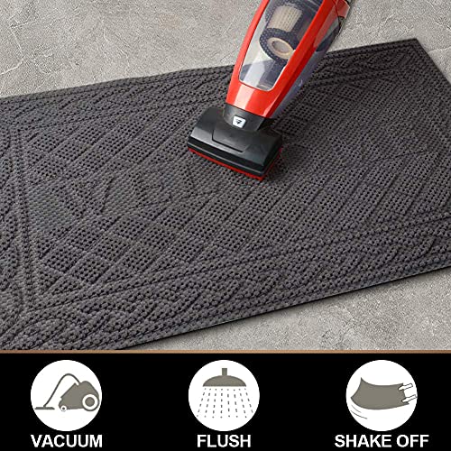 Mibao Welcome Mats Outdoor, Indoor Outdoor Durable Rubber Door Mats For Home Entrance, All Weather Doormats For Winter Snow, Low Profile Outdoor Floor Mat, 24X36 Inches, Gray #TOP4