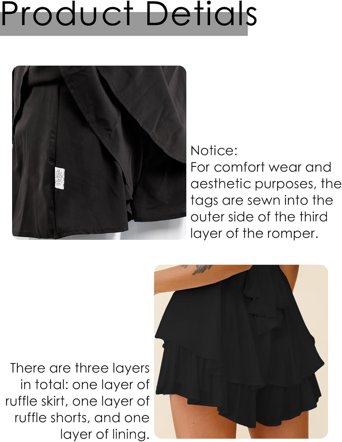 Boho off Shoulder Rompers for Women Dressy Lantern Long Sleeve Ruffle layer Back Tie Mini Shorts Jumpsuit - Image 5