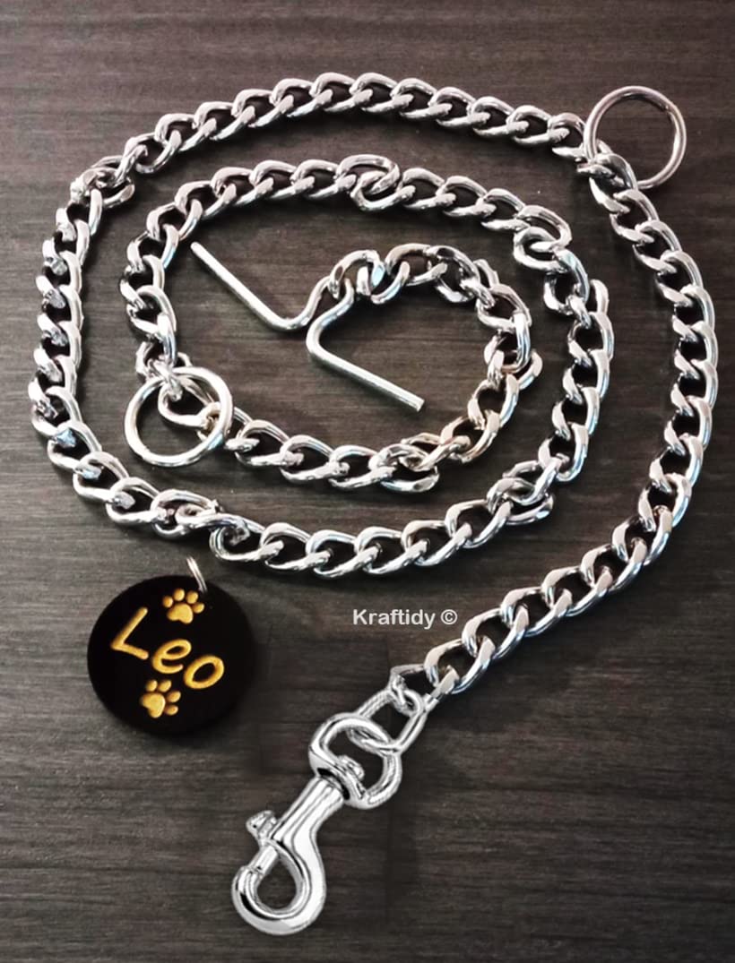 Kraftidy Dog Chain Leash with Name tag id Customized for All Breed Medium Dogs and Small Puppy and Large Strong Dogs Leash Chain with Personalized Dog Name (Medium Dogs) (B0BFP7PV8S) Amazon Price History, Amazon Price Tracker