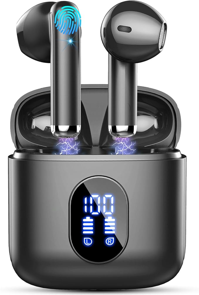 Cuffie Bluetooth 5.4, 2026 Nuovo Auricolari Bluetooth 6D Stereo Cuffie Wireless In Ear con 4 ENC Mic, 30Ore Cuffie Senza Fili Cancellazione Rumore Cuffiette Sport Headphones IP7 Impermeabili Earbuds