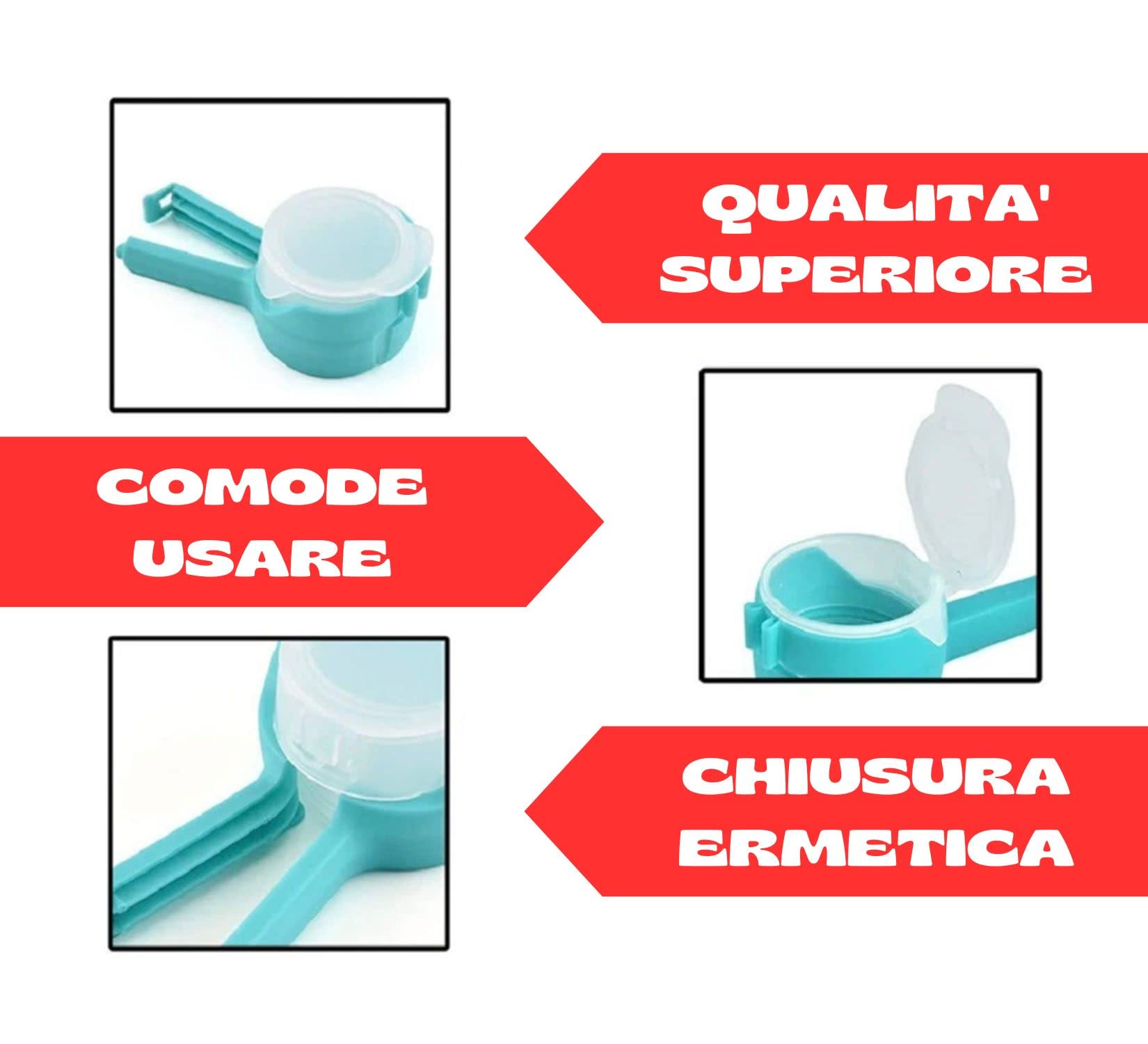 Set Di Clip Riutilizzabili Per Sacchetti Alimentari - Chiusura Ermetica A 180° Per Pasta, Biscotti E Snack, Riduce Sprechi In Cucina