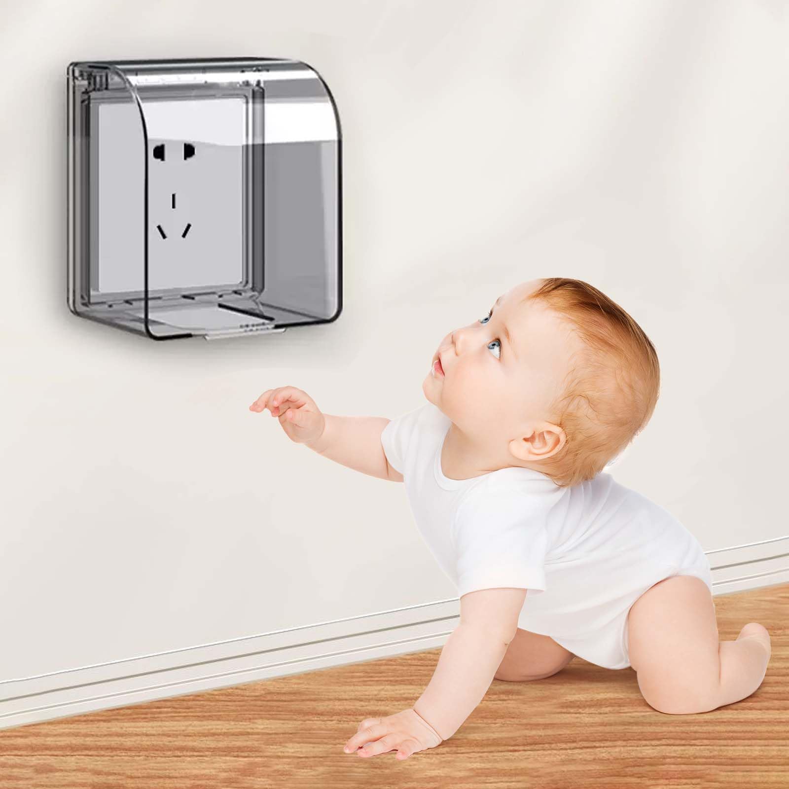 Cache Prise Etanche Electrique Murale, Boîtier de Prise Étanche, Couvercle de Prise de Courant en Utilisation Étanche, Electrique de Courant Etanche, Accessoire Cuisine, 12x11x8cm (Nero)