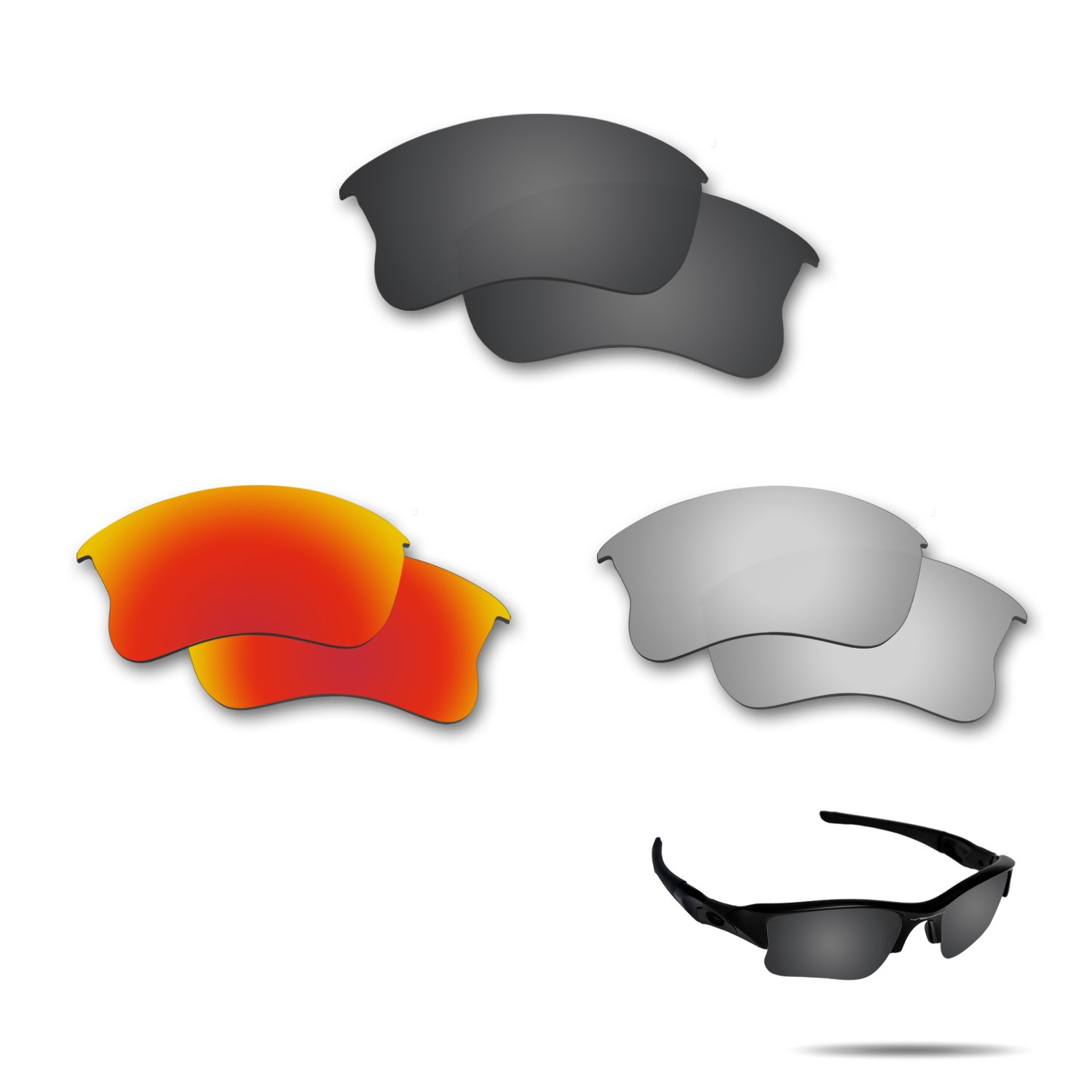 Fiskr Anti-Saltwater polarizadas Lentes de Repuesto para Oakley Flak Jacket XLJ (3 par Pack