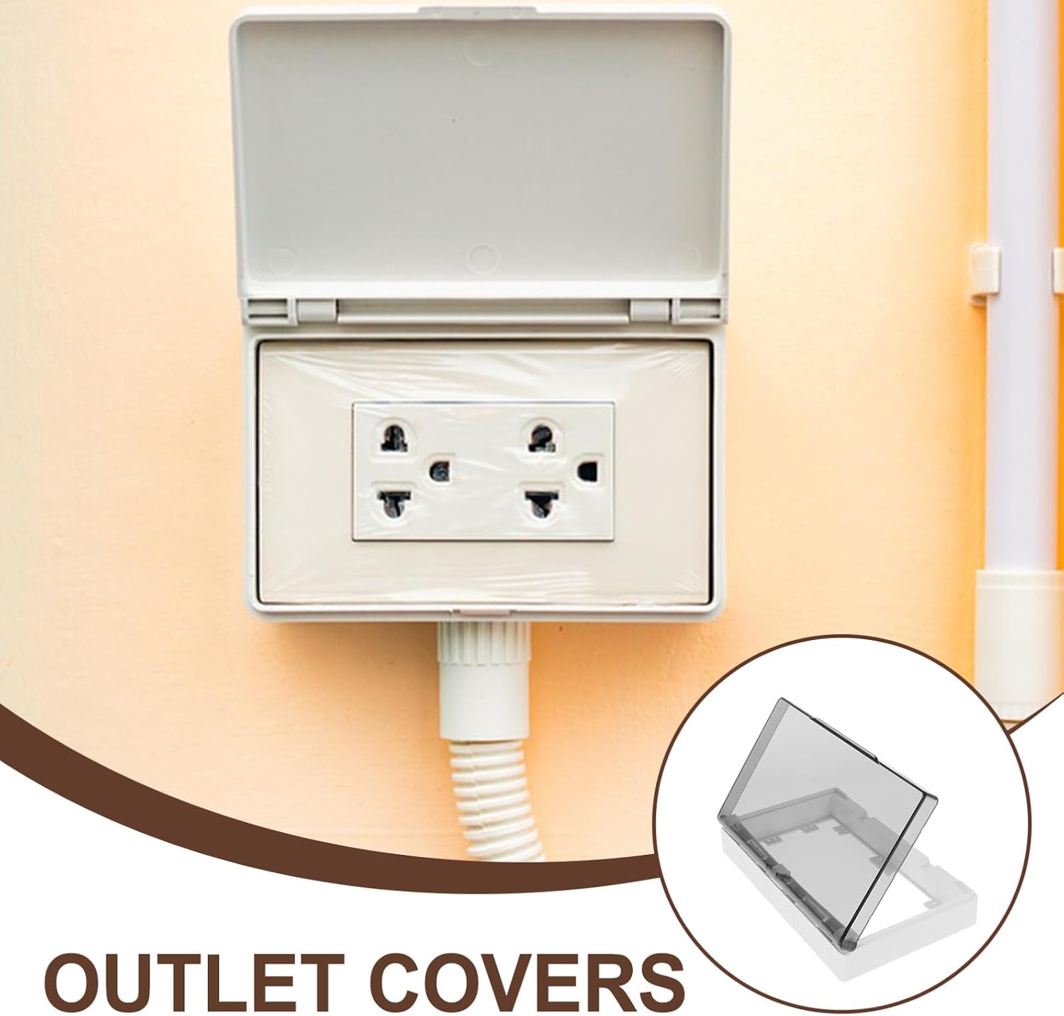 VALICLUD Waterproof Socket Outlet Cover 2-Slot Adhesive Wall Protector with Protective Film Weatherproof Electrical Outlet Cover for Indoor and Outdoor Use