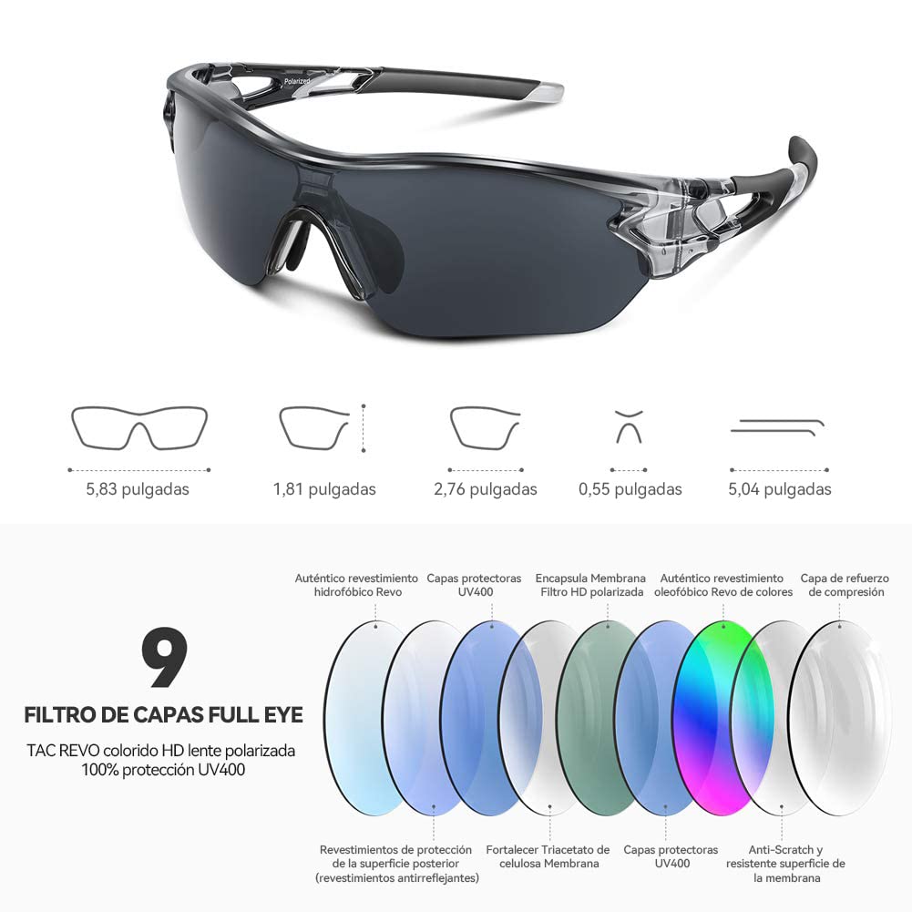 BEACOOL Occhiali da Sole Sportivi Polarizzati Uomo Donna Adolescente Ciclismo Baseball Militare Running Driving Pesca Golf Motocicletta Tac UV400