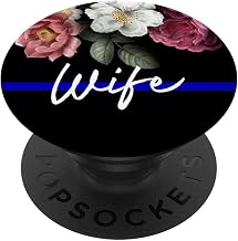 Police Wife, Floral, Thin Blue Line Heart Law Enforcement PopSockets PopGrip: Swappable Grip for Phones & Tablets