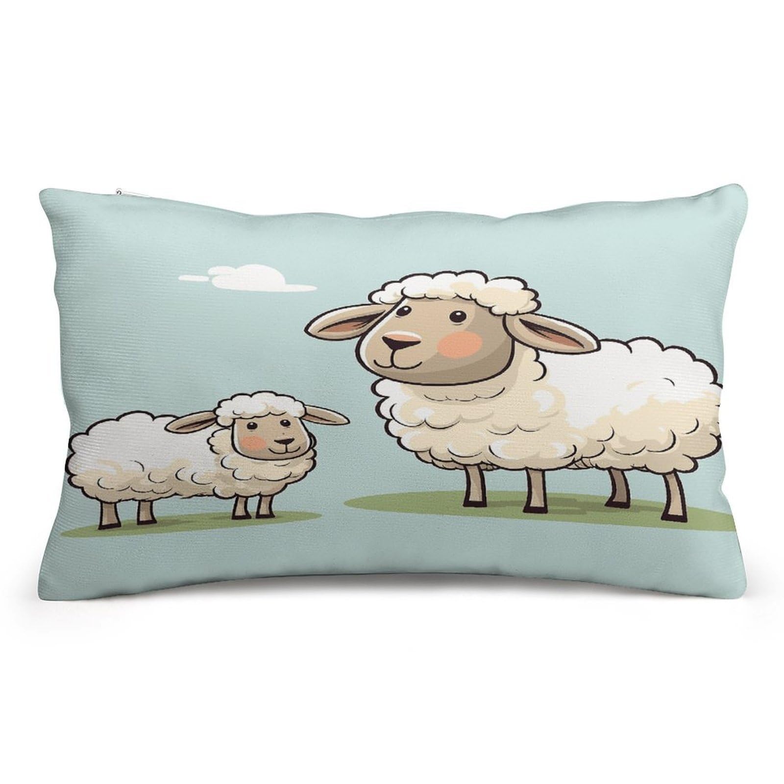 Wsoihfec Style Sheep And Lamb Cartoon Throw Pillow Covers Decorative, Pillow Cases Soft Plush, Modern Farmhouse Boho Cushion Cover For Bed Couch Sofa Living Room Spring Decor8 X12