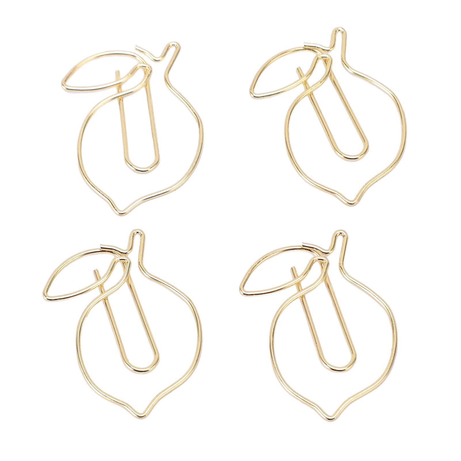 100PCS Gold Paper Clips, Cute Paperclips Lemon Paper Clips with a Transparent Storage Box Office Supplies for Office School Home Use