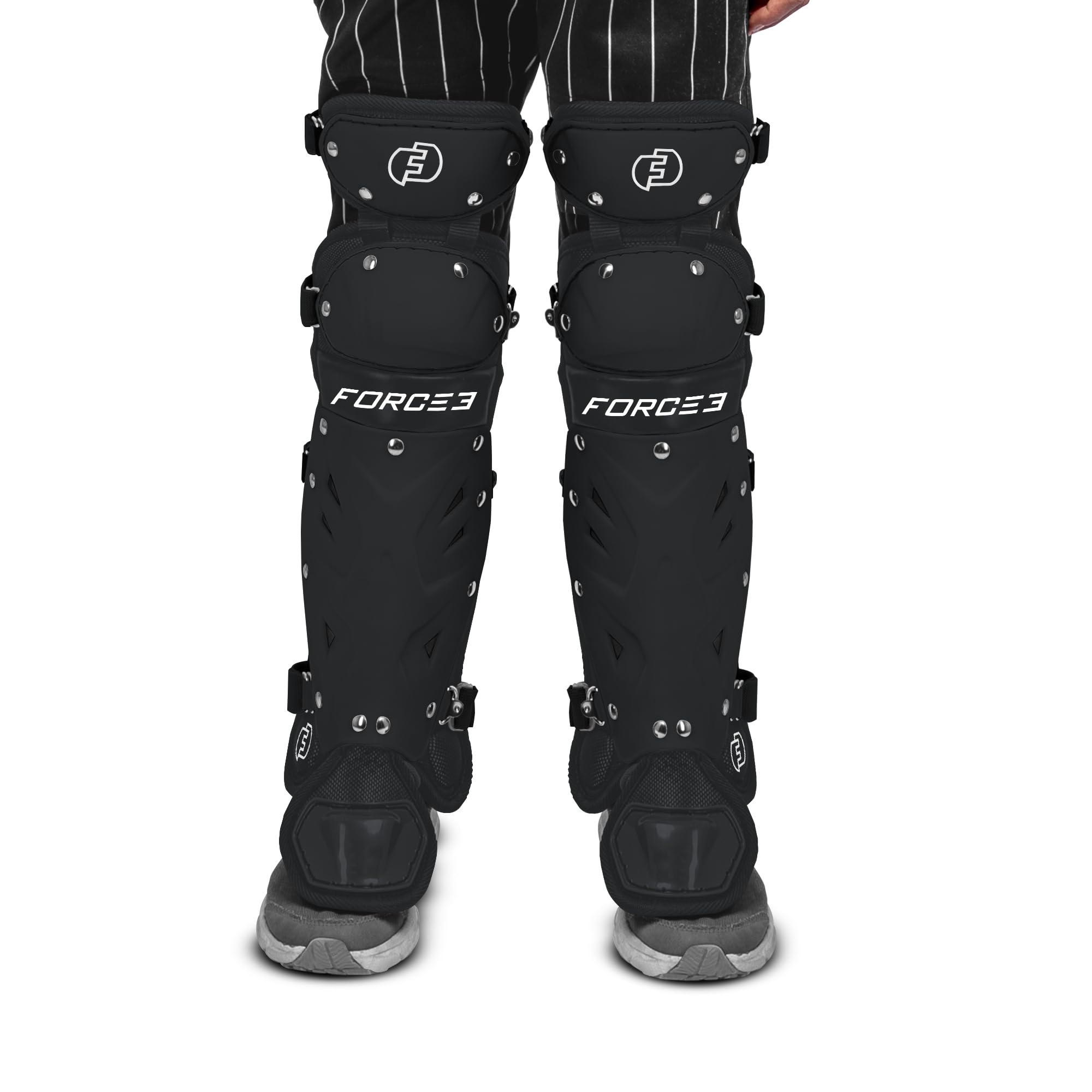 FORCE3 Defender Catcher Leg Guards - Ages 6-9 (Black)
