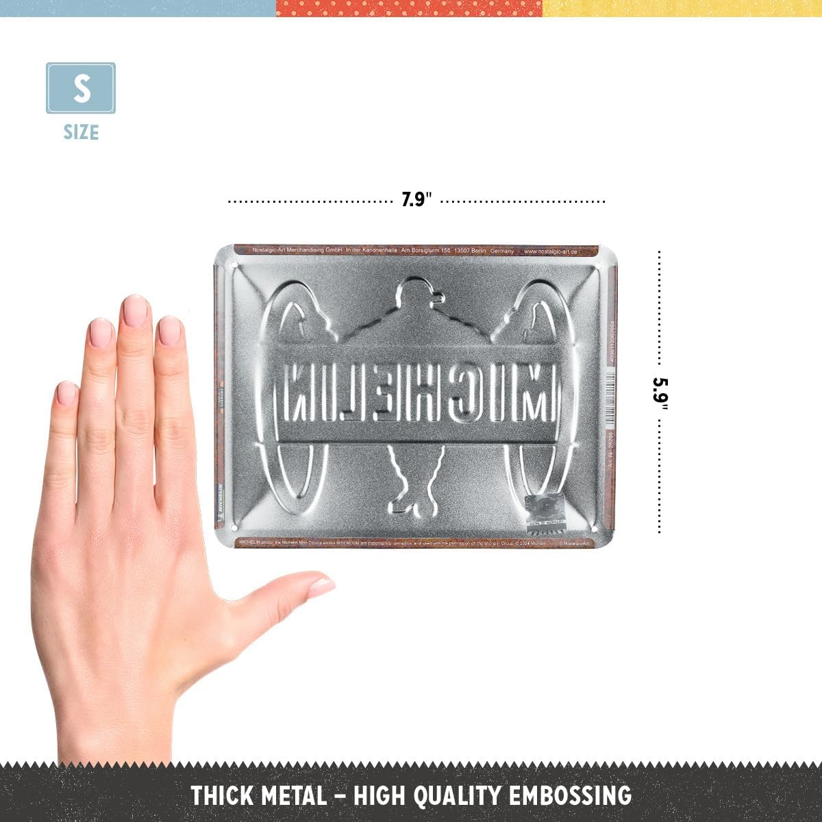 Nostalgic-Art Retro Tin Sign, 15 x 20 cm, Michelin - Tyres Bibendum - Gift Idea for Motor Fans, Original Licensed Product (OLP), Made of Metal, Vintage Design, Tin Signs Sayings, Tyre Decoration