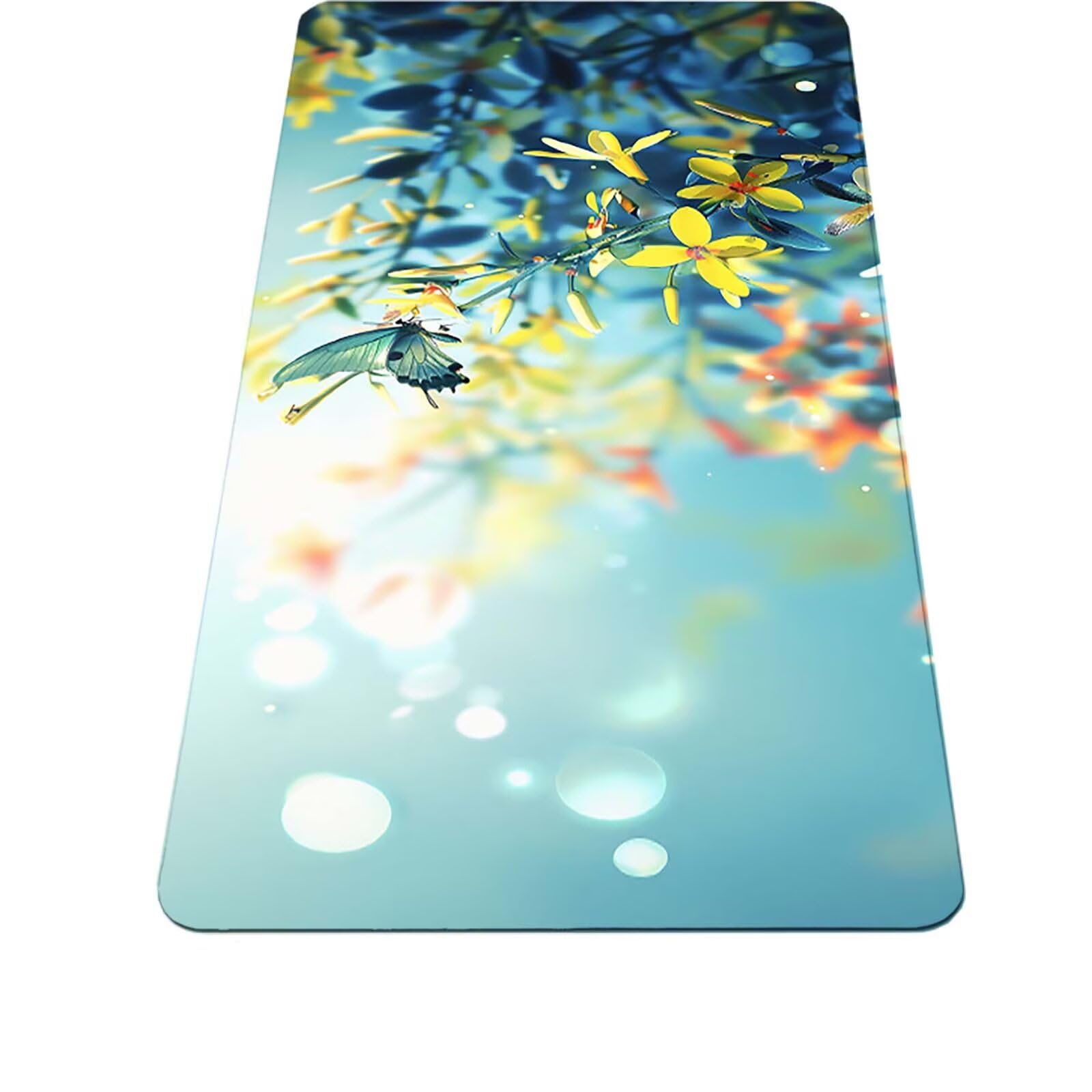 Fiore Tappetino Mouse XXL 120x60 cm, Tappetino Mouse Gaming Lavabile, Giallo con Bordi Cuciti, Fondo in Gomma Antiscivolo Resistente Tappeto Gaming per Lavoro Ufficio, Regalo Uomo PjY8418 6-V