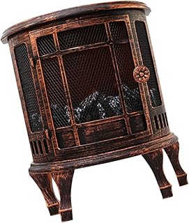 Veemoon 1pc Fireplace Charcoal Storm Lantern Electric Lantern Metal Trim Mini Fireplace Simulation Fireplace Lantern USB Powered Simulation Flameless Fire Lights Battery Operated Plastic