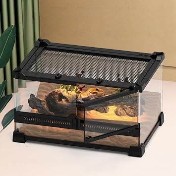 Rainforest Bottle, Reptile Breeding Cage, Double Opening Front Door, Removable Top Grid, Suitable for Reptiles Like Lizard, Snow Frog, 11.8 x 11.8 x 7.9 inches 30 x 30 x 20 cm