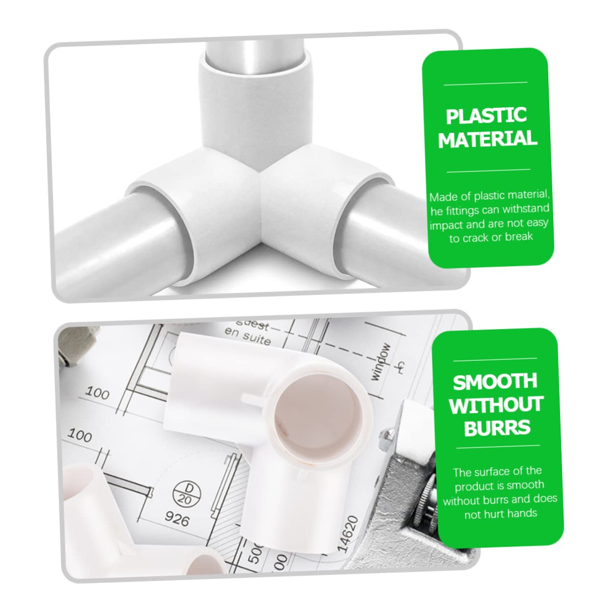 Hemobllo Raccordo a 3 Vie in Pvc Bianco, 12 Pezzi, Leggero e Resistente Agli Urti, per Scaffalature e Sistemi di Coltivazione senza Suolo
