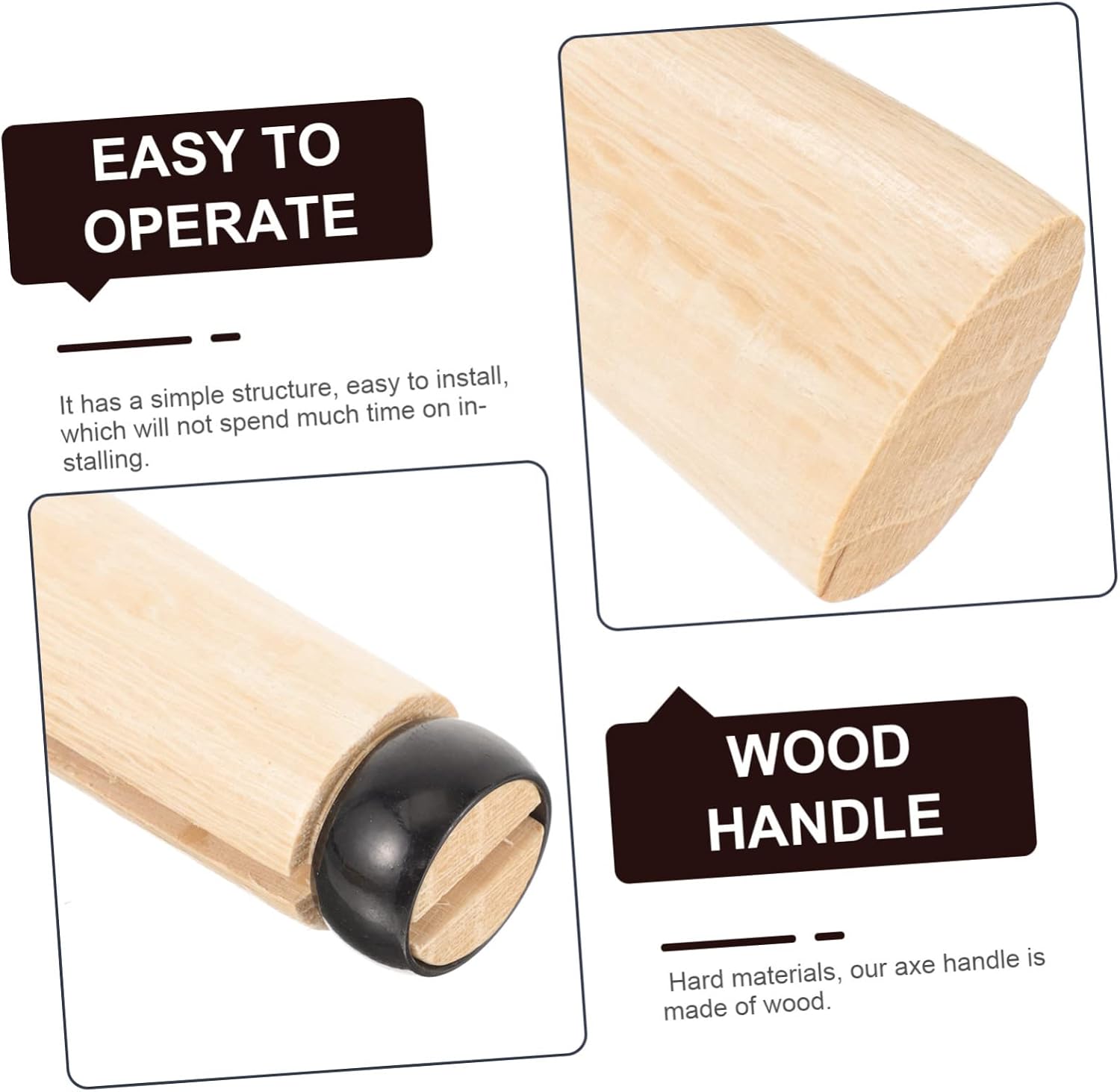 Balacoo 2-Piece Wooden Replacement Handle for Hatchet Sturdy Oak Wood Grip for Axes Convenient Repair Handle for Camping and Outdoor Use