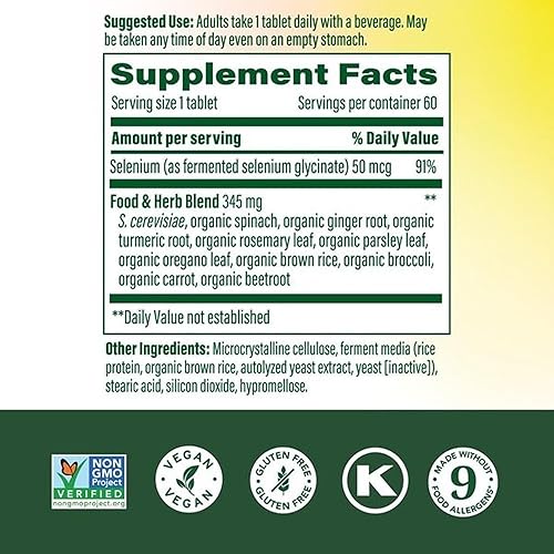 Miniatura 2 de MegaFood Selenio – Selenio 50 mcg, suplemento de selenio con mezcla de alimentos y hierbas – Apoyo inmunológico – Vegano, sin OMG – Hecho sin 9