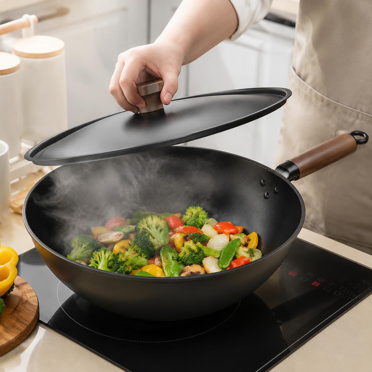 Wok Hierro Forjado, Estilo Japonés, Hierro alta, inducción - gas | resistente óxido, mango, sin recubrimiento, para, style to 2, 32cm