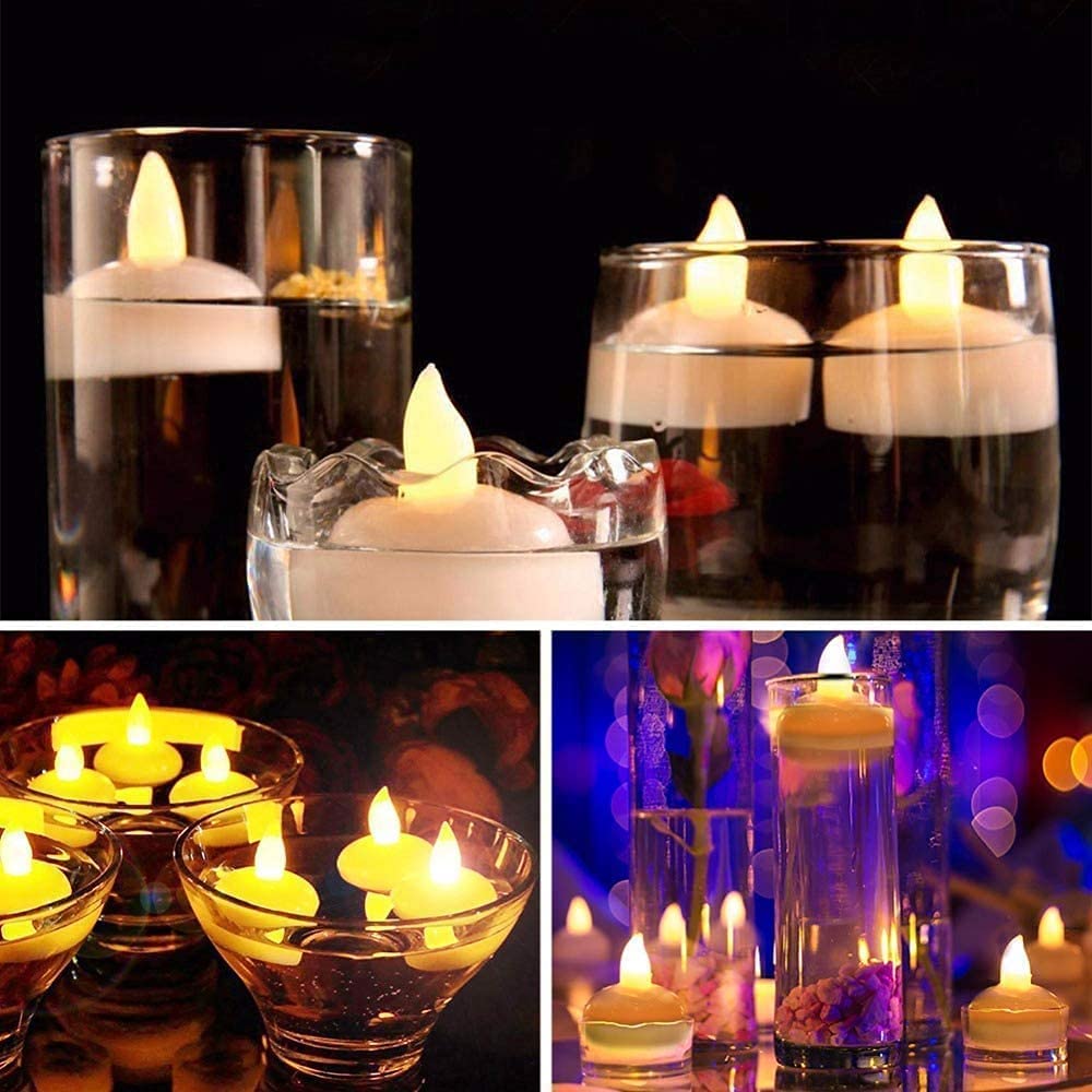 6 Pack Water Activated Tea Lights, Waterproof Flameless Tea Lights, Floating LED Candles for