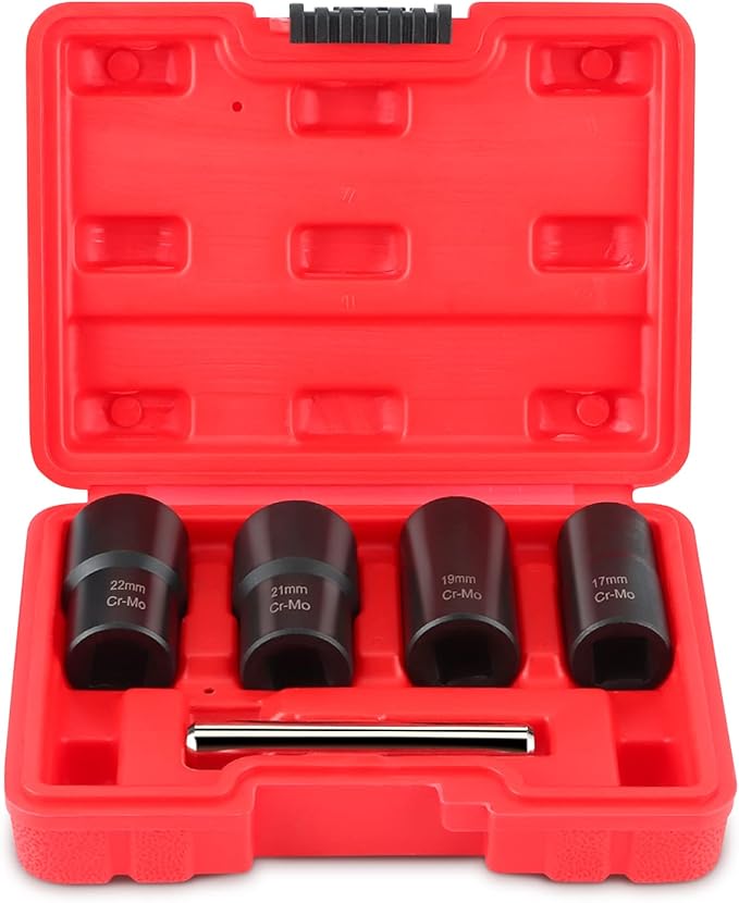 Twist Socket Set 5PCS Locking Wheel Nut Removal Tool, 1/2 Inch Drive