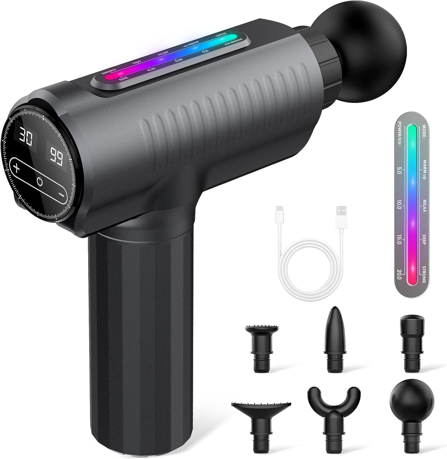 Lostrain Massage Gun, Deep Tissue Massager with Unique Pressure Sensing