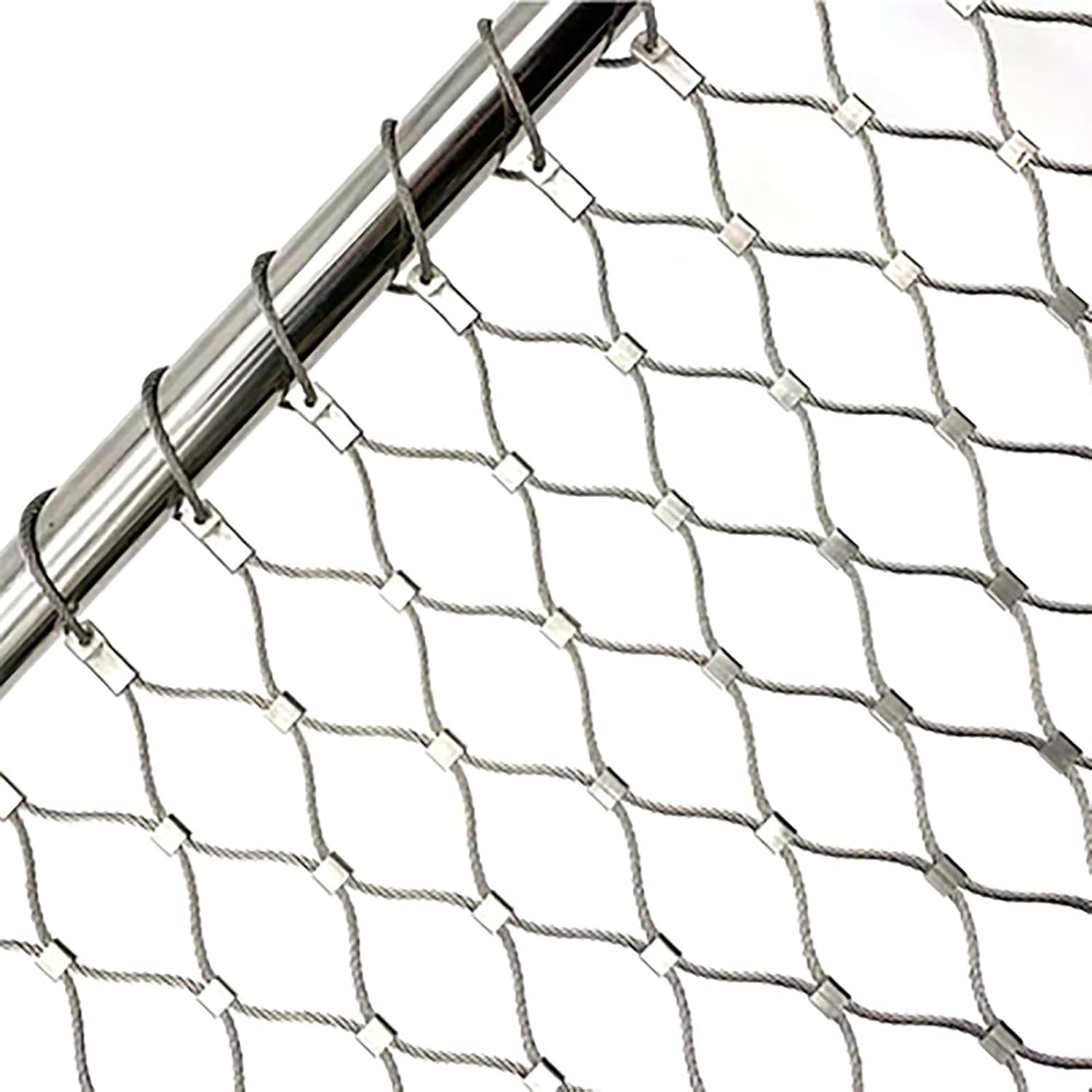 JvFbjLF Stainless Steel Rope Mesh Durable Fence Mesh Snap Connections Flexible Woven Fence Mesh Holes For Farm Garden(7cm Mesh)
