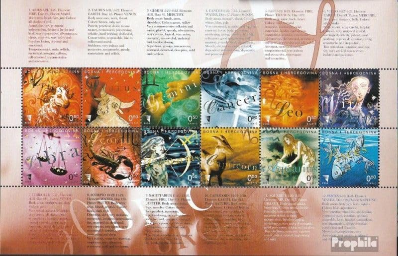 Prophila Collection Bośnia i Hercegowina 323-334 łuk zdowy (kompletne wydanie) po świeżej ** MNH 2004 znaki zodiaku (znaczki pocztowe dla kolekcjonerów) astrologia/znak zodiaku