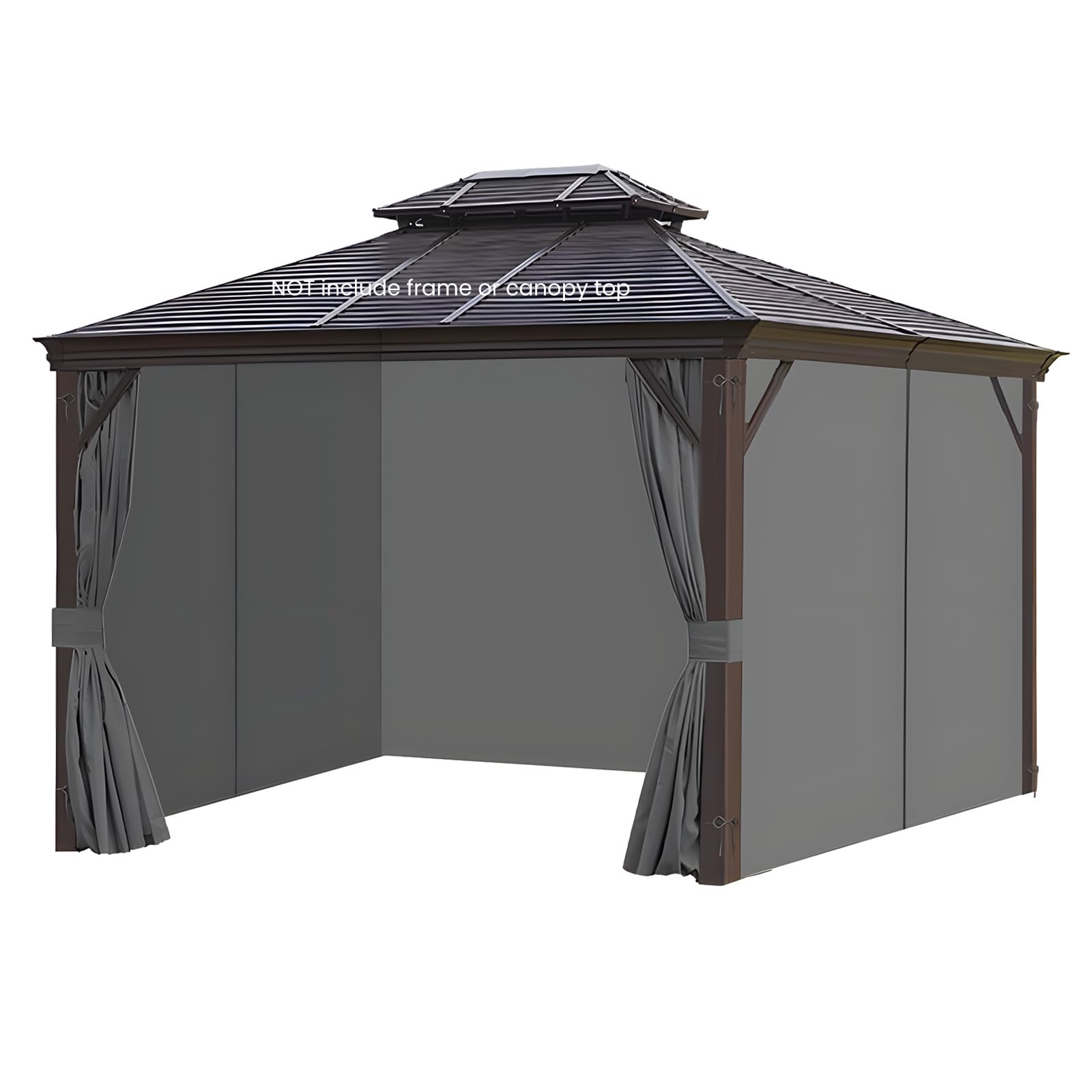 homegroove Pavillon-Vorhänge, wasserdicht, 3 x 3,6 m, Sichtschutzvorhänge, 4 Paneele, Pavillon-Ersatzvorhang mit Reißverschluss für Garten, Terrasse, Hof (nur Vorhänge) (Grau)