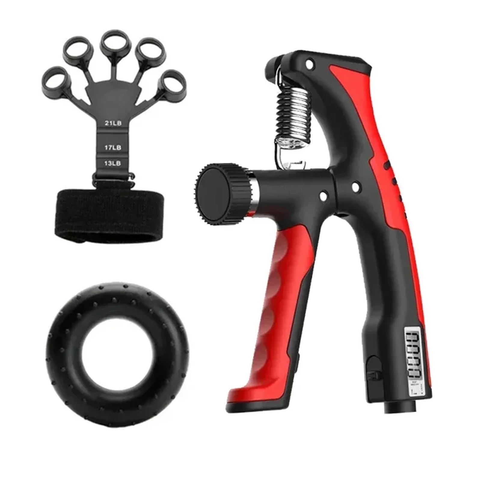 KRXSOBNV Hand Gripper, 10-100Kg Adjustable R-type Counting Apparatus Forearm Muscle(3pcs Set-A)