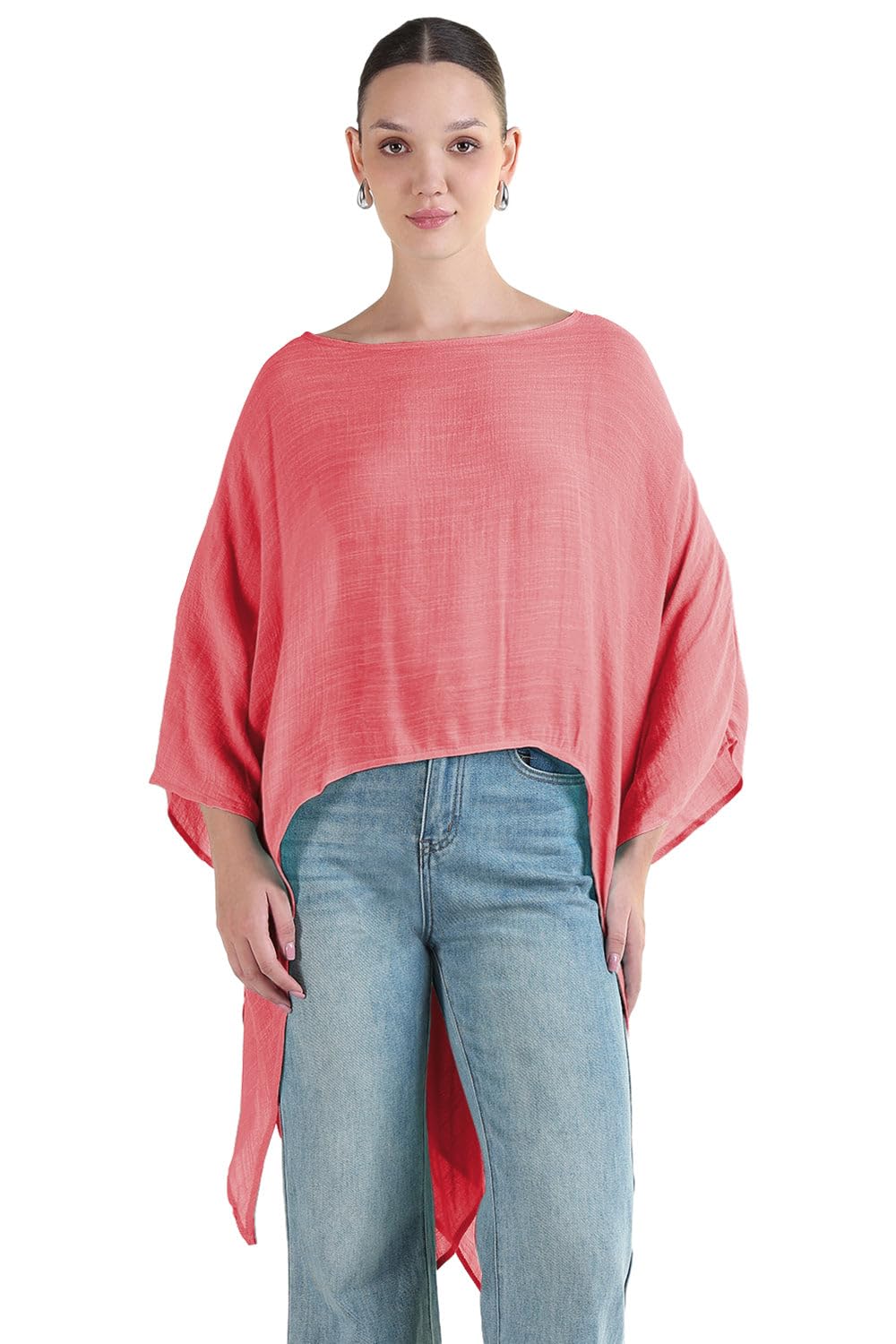 Women's Pink Boat Neck Longline Top-CHN-2024-12_Pink-image-15
