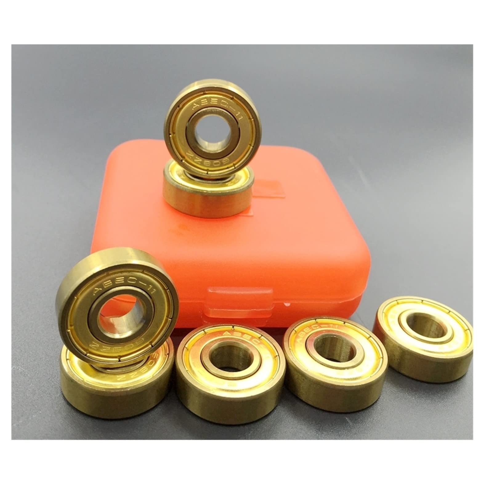 Pwqbabjwl 8Pc Gold Gcr15abec11 8Pcs 608 Bearing Speed Inline Skates Wheels Ceramic 608Zz Bearing Skateboard Skates Parts Longboard Skate Bearings(8Pc Gold Gcr15abec11)