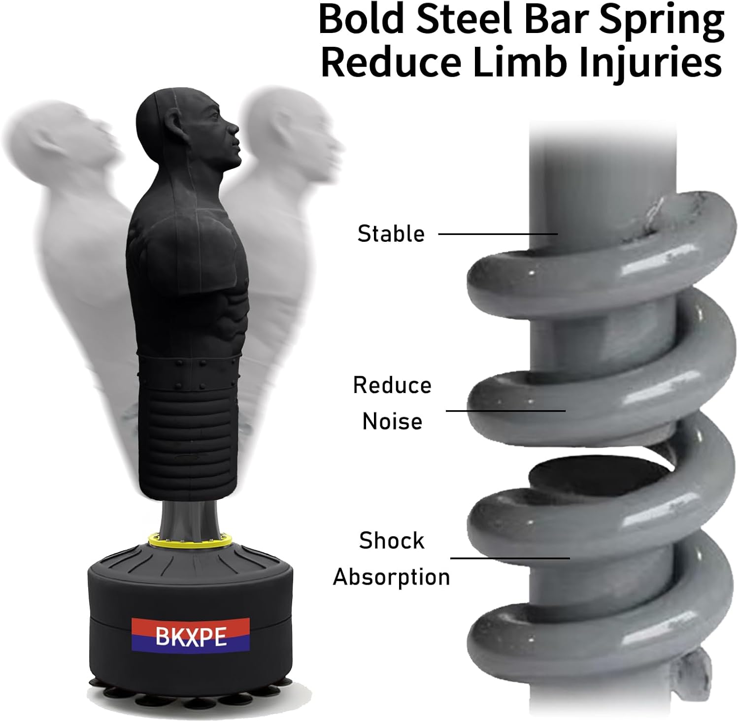 Bob Punching Dummy, Durable Silicone Punching Bag with Large Stable Base for Adults & Kids, Freestanding Training Target for Boxing, Taekwondo, MMA, Home Gym