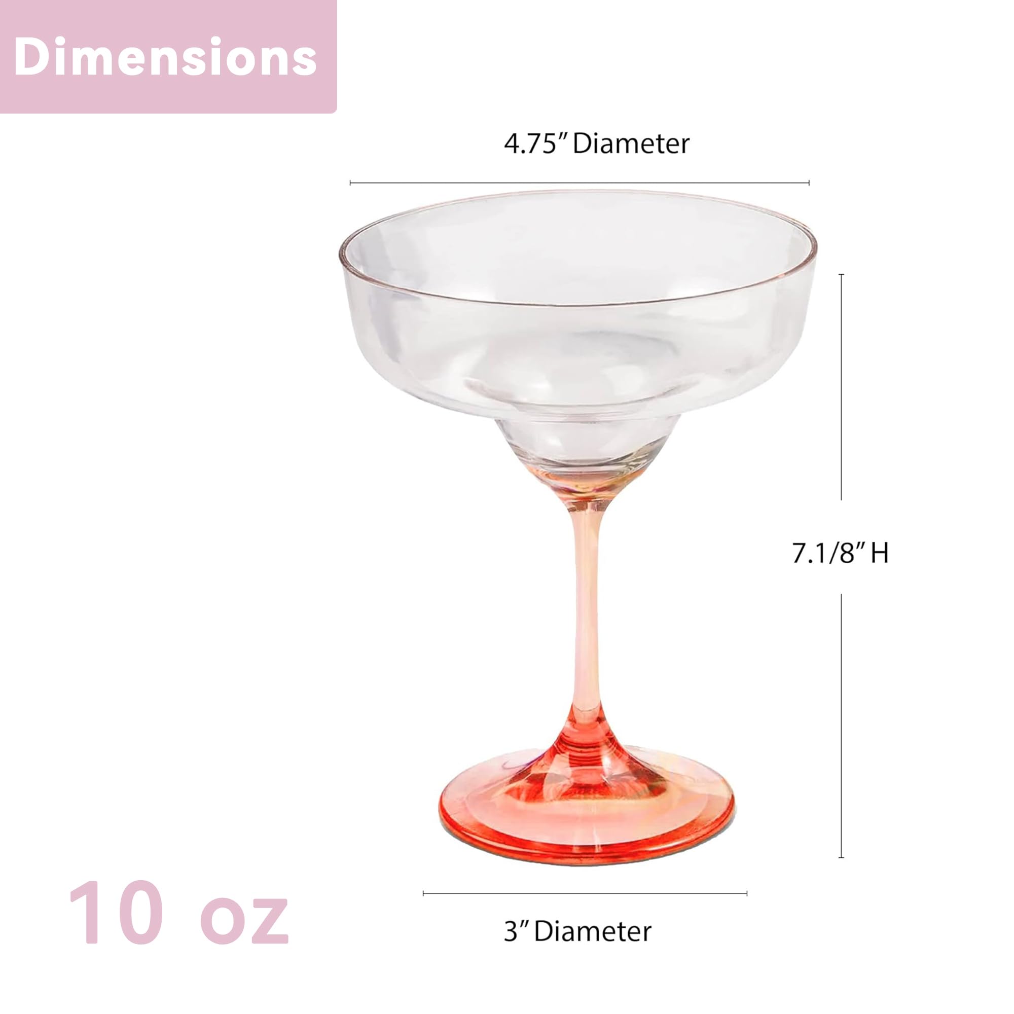 Lily's Home Margarita-Gläser aus bruchsicherem Kunststoff mit farbigem Stiel. aus bruchsicherem Polycarbonat-Kunststoff und ideal für den Innen- und Außenbereich, wiederverwendbar (je 284 ml), 4 Stück