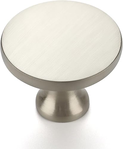 Ravinte Paquete de 15 pomos redondos de níquel cepillado de 1-14 pulgadas, tiradores de cajón sólidos de zinc, manijas de gabinete para armario,