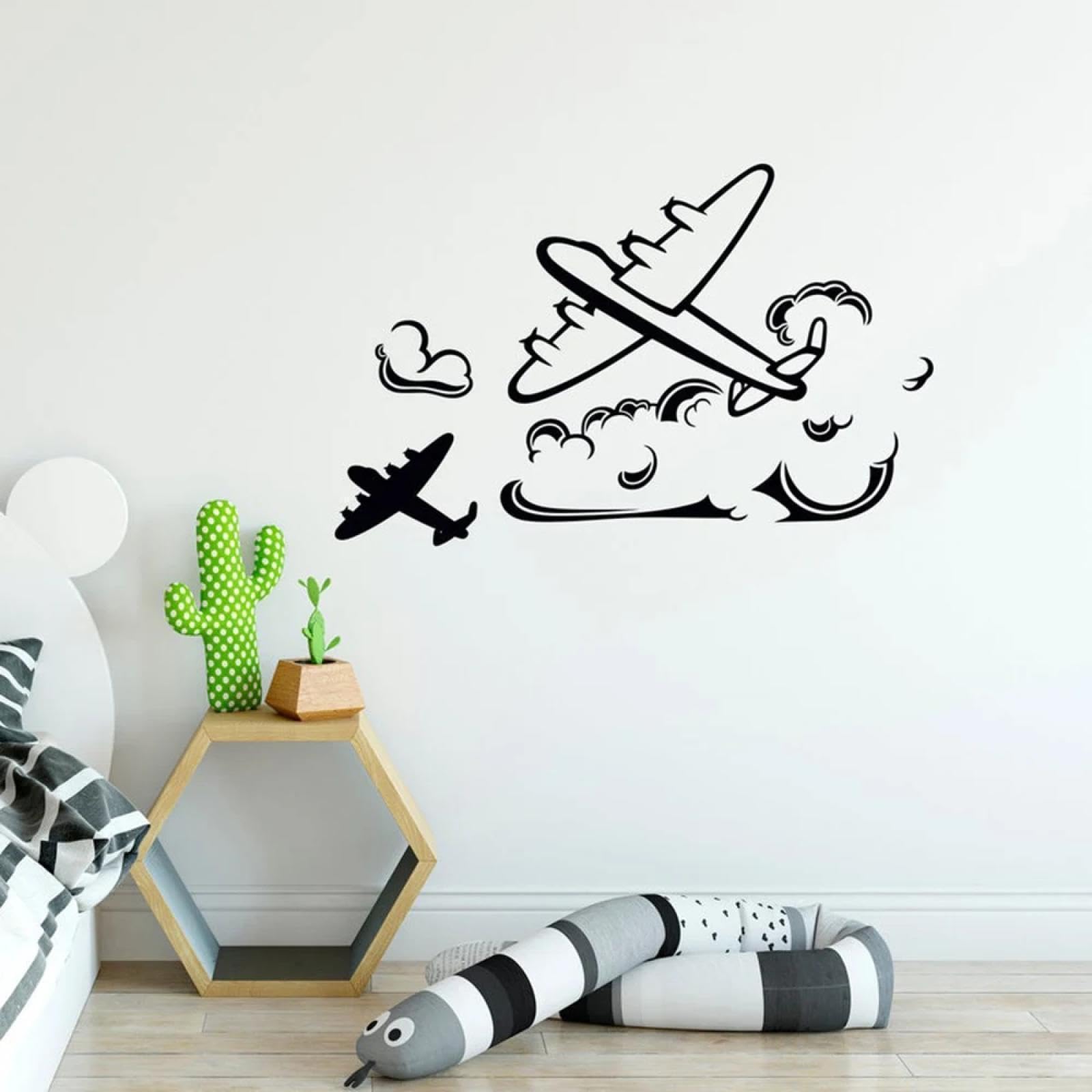 YOUOUSI Cartoon Airplane and Cloud wall Decals for Nursery, Children's Bedroom, playroom.