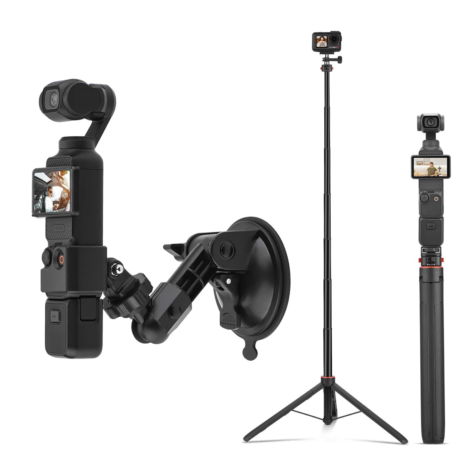Amazon.com: Pocket 3 Suction Cup Mount & 64in Selfie Stick Tripod
