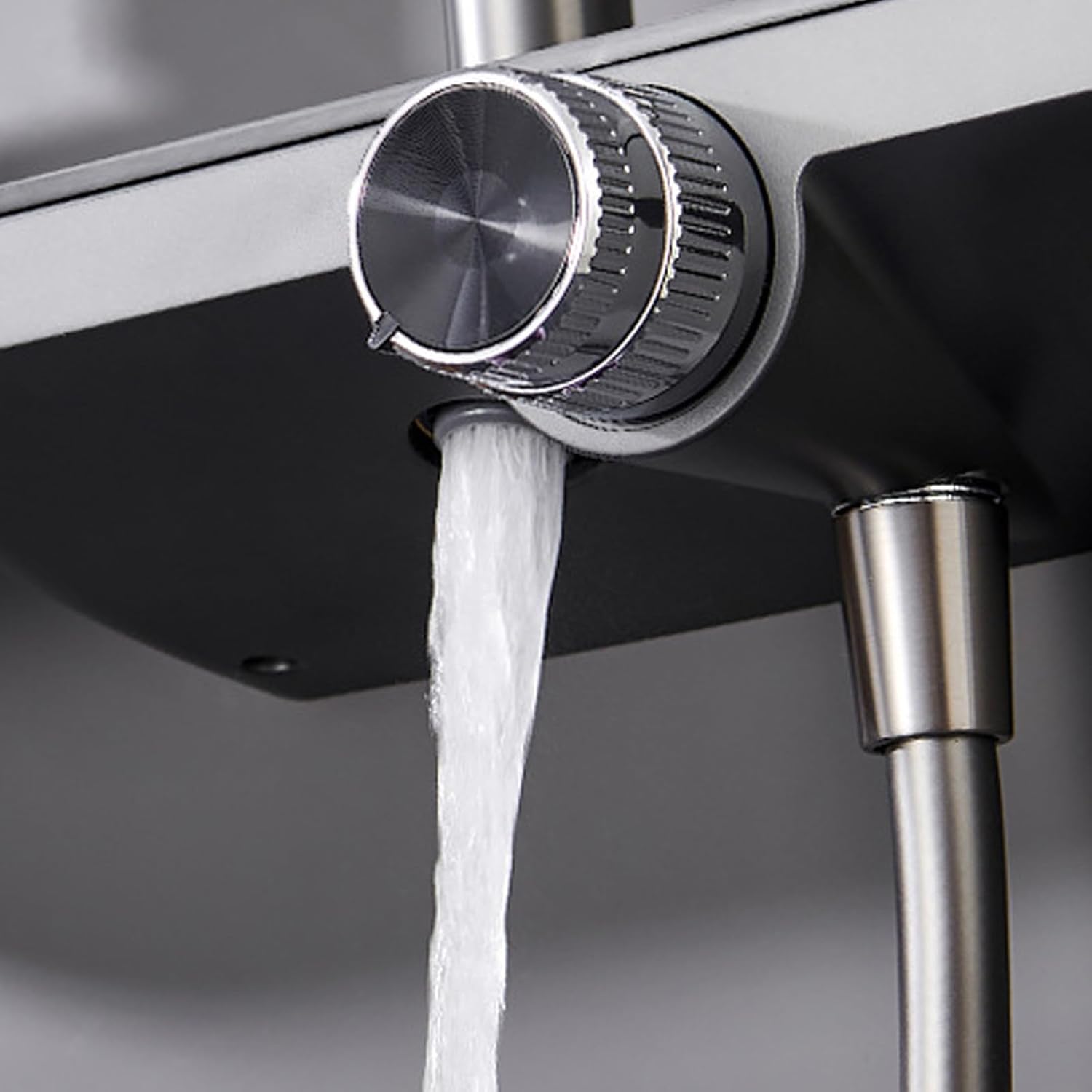 Rain Shower System, Gray Shower Faucet Set Adjustable Height Shower Fixtures 3 Functions Bathroom Shower Faucet Set with 3 Modes Handheld Sprayer, Rain Shower Head, Hidden Bathtub Spout