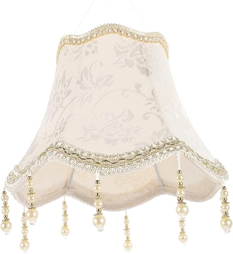 Miniatura 1 de DOITOOL Pantalla de jacquard para lámpara de pie, pantalla de vieira grande, pantalla de tela, pantalla de flores, cubierta decorativa de cuentas