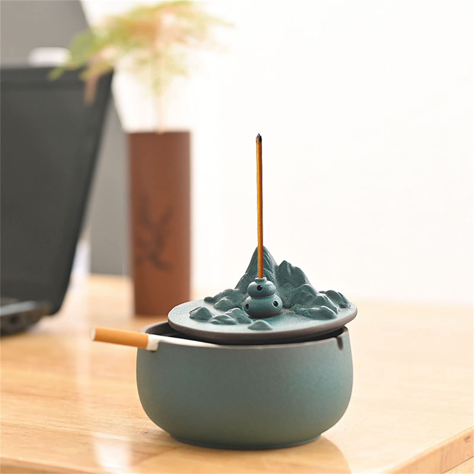 Amazon.co.jp: 灰皿 ふたの陶磁器の手工芸品の線香の屋外の灰皿香の