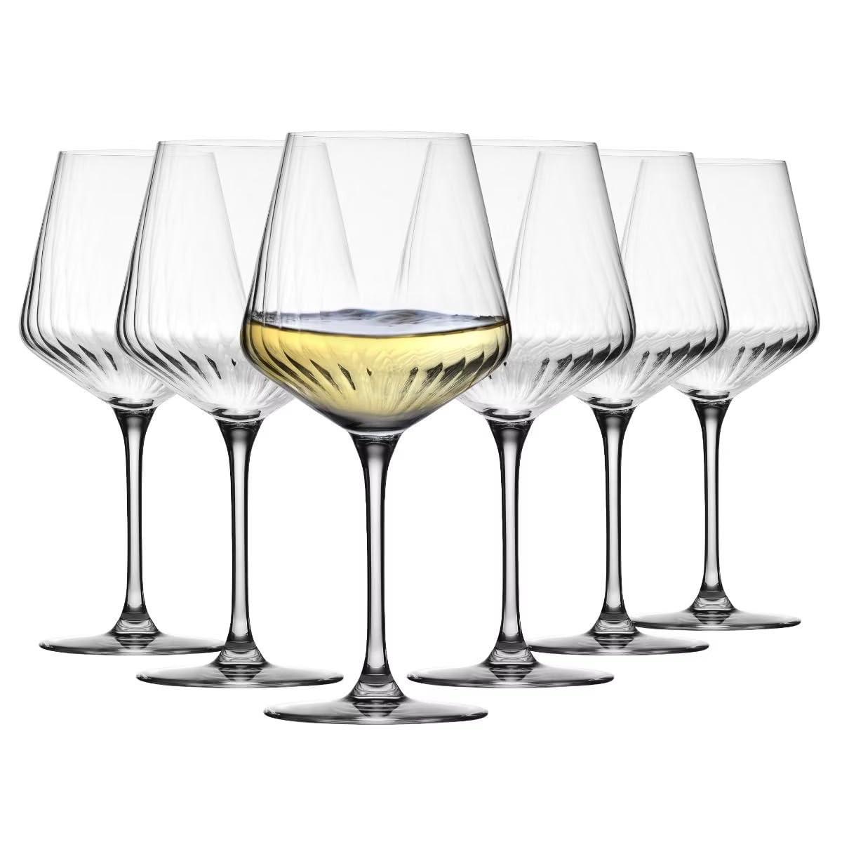 Krosno Avant-Garde LUMI Chardonnay Wine Glasses 560 ml, Set of 6, Lead-Free Crystal Stemware, Large Bowl Optical Design for White Light Red Wine, Elegant Glasses Dishwasher Safe