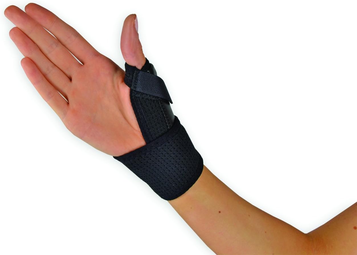 Deluxe Thumb Spica Support Splint Stabilizer Black All Sizes Left/Right for Sprains Arthritis Medically Approved NHS Use (Small Right (Wrist Circ 14-15cm))