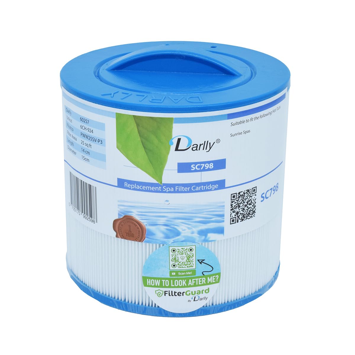 Darlly SC798 Hot Tub Filter - Replaces Unicel 6CH-924, Pleatco PWW25SC-P3, Filter4Spas SC798, 60257, and Magnum SR24
