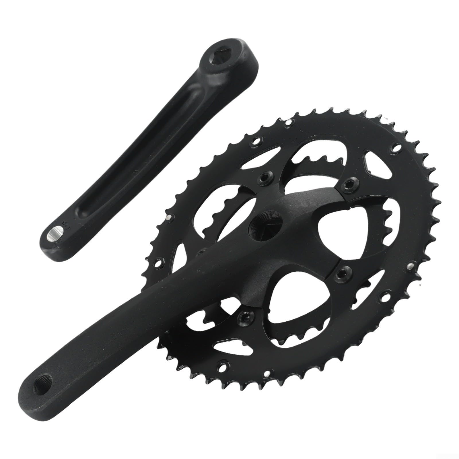Pédalier double pour vélos de route, pédalier de vélo de route avec plateau double en alliage d'aluminium 34/50T, longueur du bras de 170 mm, broche conique carrée, compatible avec chaînes 9/10/11