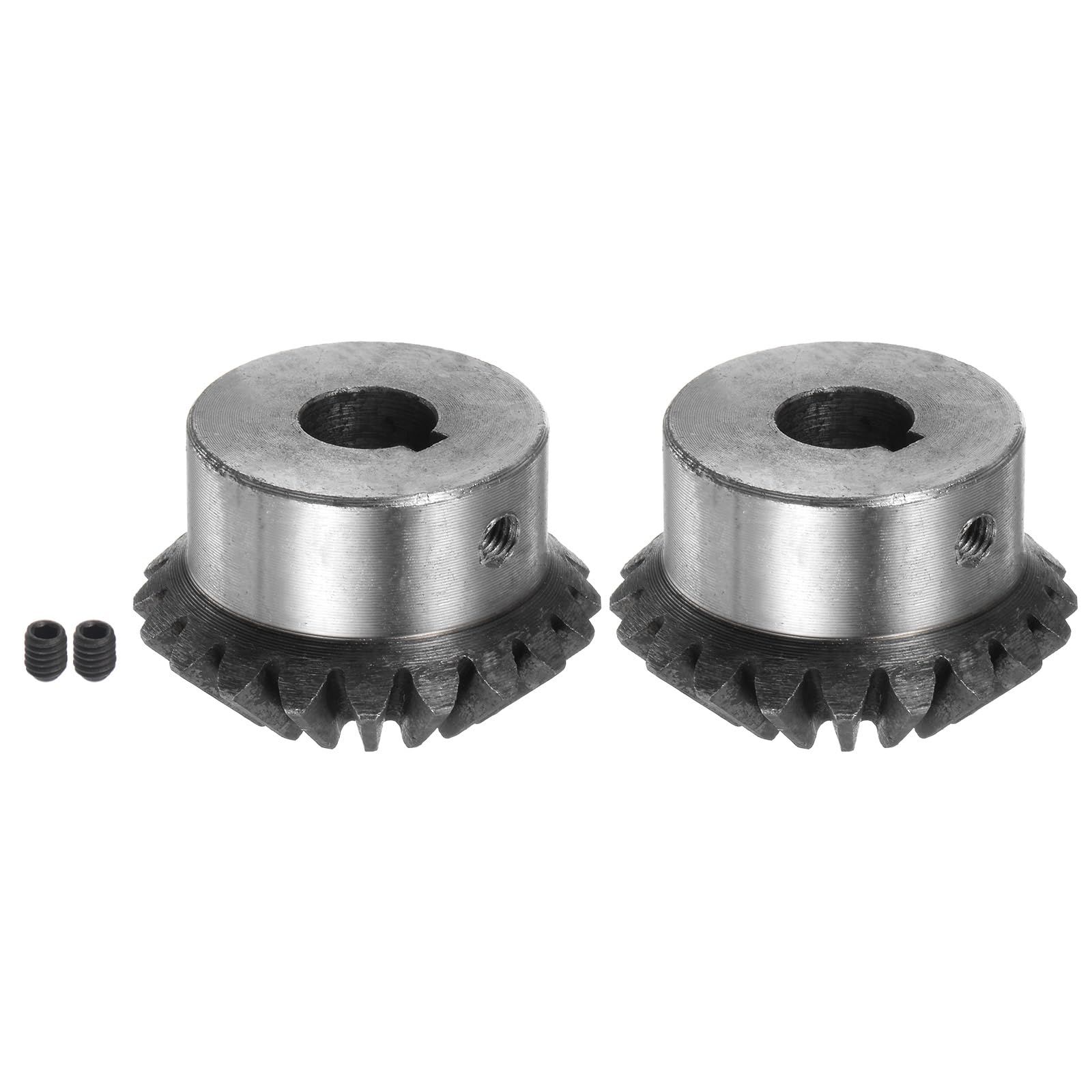 HARFINGTON 2pcs Bevel Gear 2M 20 Teeth 12mm Shaft Hole 1:1 Tapered Bevel Pinion Gear 45# Steel 2 Module 90 Degree Steering Gear, for Hardware Mechanical Rotation, with 4mm Keyway