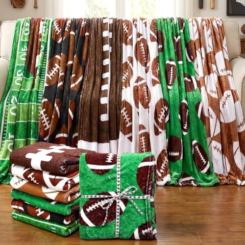 Lumina Garden 6 Pcs Football Throw Blanket Gifts 40 x 60 Inch Cozy Fleece Sports Blanket Bedding for Team Players Sport Lover Bed Sofa Couch Cushion Home Decor