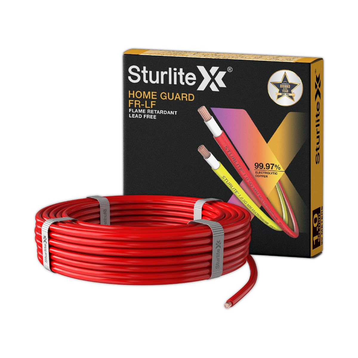 Sturlite Home Guard FR-LF 90 Meter Wire, (1 Sq.mm) PVC Insulated High Purity Copper Wire| Multi-Strand, Fire Retardant Anti Rodent Single Coil Flexible Cable (Red)