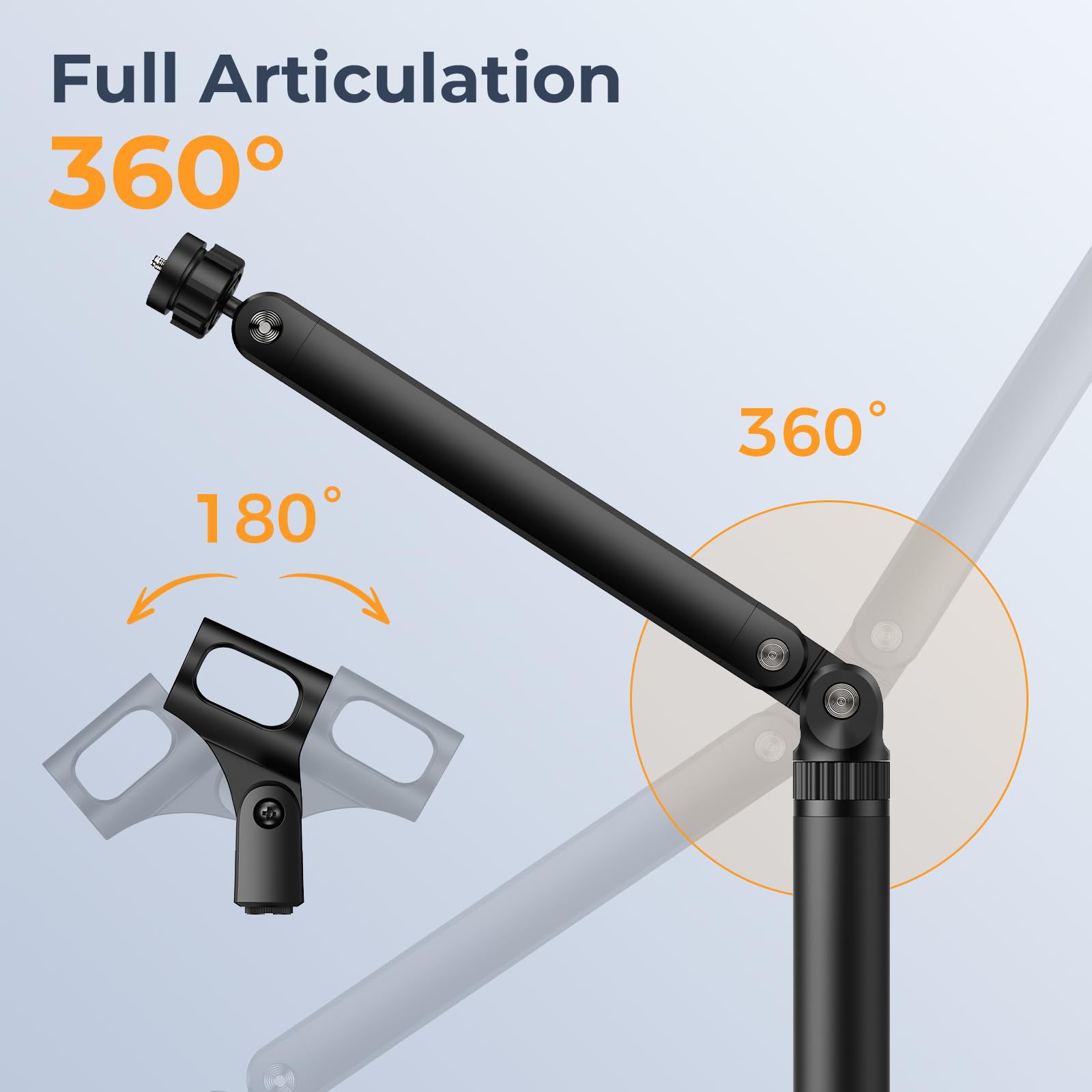 POLESTO Desktop Microphone Stand, Adjustable Mounting Arm with Multiple Threads for Blue Yeti Fifine, Shure - Image 3