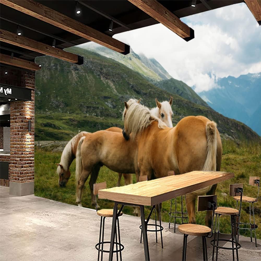 Papier peint pelable et autocollant cheval 3d pose facile sans colle